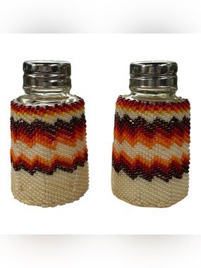 Vintage Native American Style Southwestern Hand Beaded Salt & Pepper Shakers